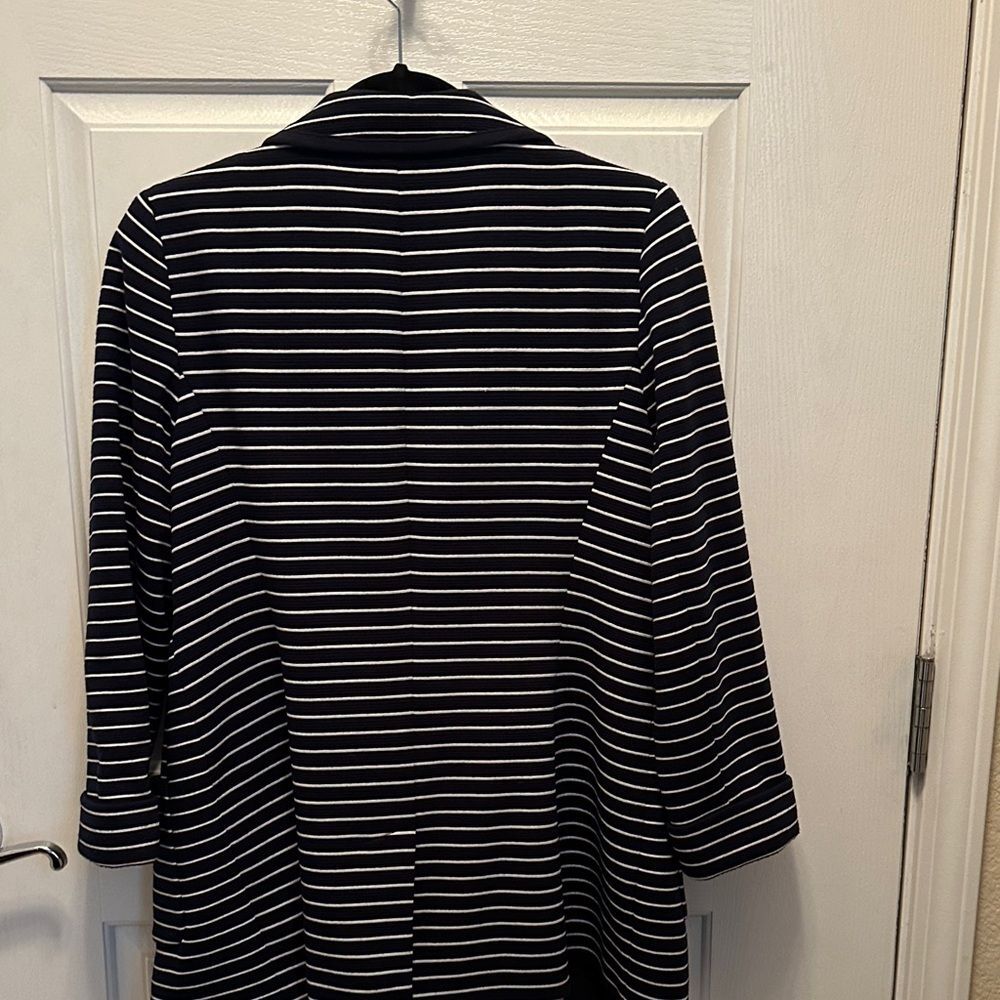 Talbots Classic Minimalist Black & White Striped Open Front Knit Blazer Size M - Picture 3 of 3